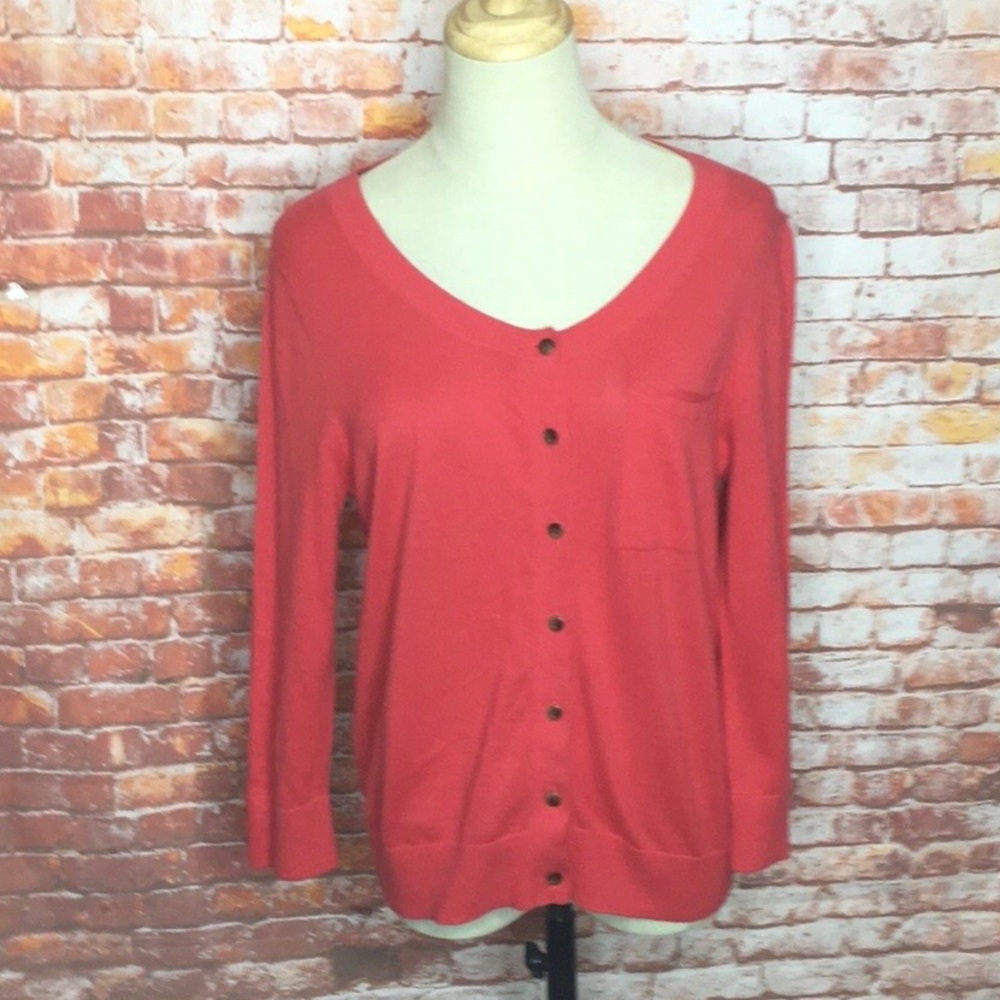 The Gap Red Lightweight Cotton Button Down Cardigan Sweater
